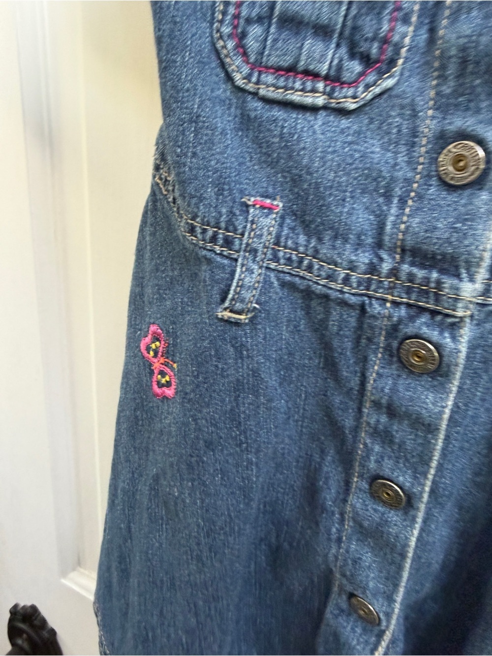 VINTAGE Carter's 4T Girls Denim Short Sleeve Button Down Dress - Picture 4 of 7